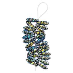 John Bead Czech Glass Laser Etched Dagger Bead Strand - Black/Jet AB, Sun Swirl Pattern