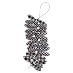 John Bead Czech Glass Laser Etched Dagger Bead Strand - Silver/Black, Checker Pattern