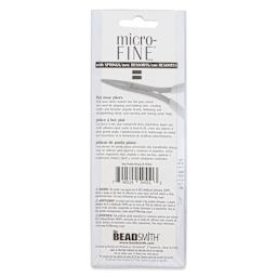 Beadsmith Micro-Fine Flat Nose Pliers, back of the packaging