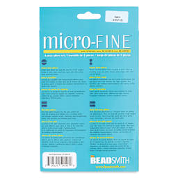Beadsmith Micro-Fine Pliers Set, back of the packaging