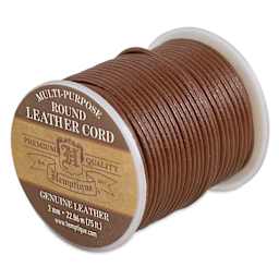 Hemptique Round Leather Cord - Brown, 2 mm