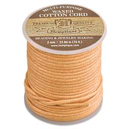 Hemptique Waxed Cotton Cord, spool of natural cord standing upward