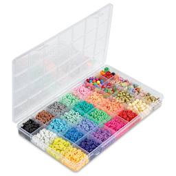 Blick Clay Bead Box - Set of 28 - contents, angled