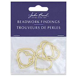John Bead Beadwork Findings - Gold Heart, Pkg of 5, front of package