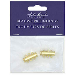 John Bead Beadwork Findings - Gold Tube, 3 Strands, Pkg of 2, front of package