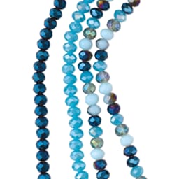 John Bead DIY Designer Glass Bead Strand - Faceted Rondelle, Blue, 4 mm x 6 mm close-up