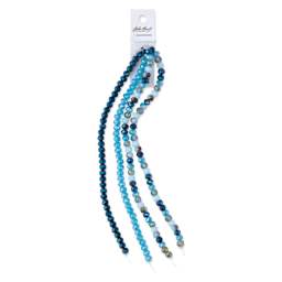 John Bead DIY Designer Glass Bead Strand - Faceted Rondelle, Blue, 4 mm x 6 mm