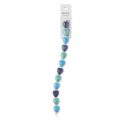 John Bead DIY Designer Bead Strand - Ceramic Hearts, Blue, 12 mm x 9 mm