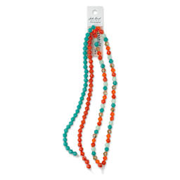 John Bead DIY Designer Glass Bead Strand - Glass Bicone, Teal and Orange, 4 mm