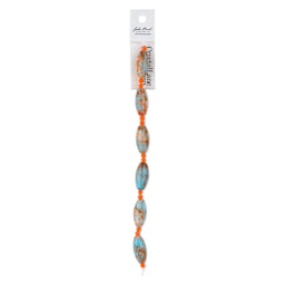 John Bead DIY Designer Glass Bead Strand - Marble, Blue and Orange