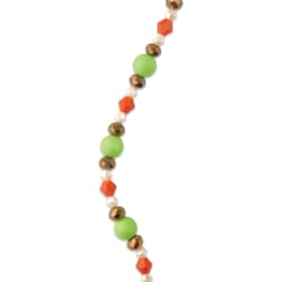 John Bead DIY Designer Glass Bead Strand - Faceted Rondelle, Green and Orange close-up