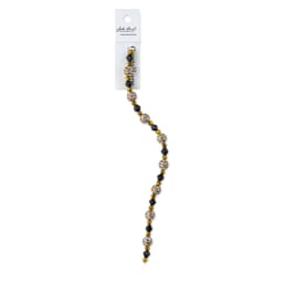 John Bead DIY Designer Glass Bead Strand - Etched Gold on White, Black and Gold