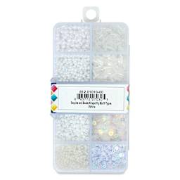 John Bead Sequins & Beads Kit - White, 81 g back of packaging