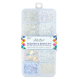 John Bead Sequins & Beads Kit - White, 81 g front of packaging