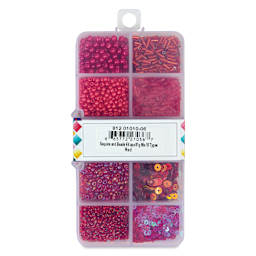 John Bead Sequins & Beads Kit - Red, 81 g back of packaging