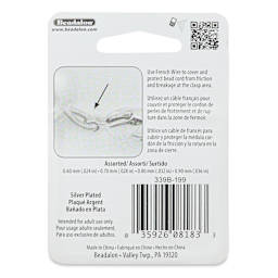 Beadalon French Wire - Silver-Plated, Set of 4 back of packaging