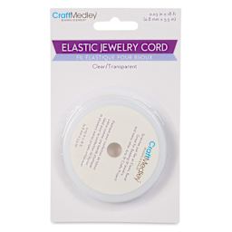 Craft Medley Elastic Jewelry Cord - Clear, 0.8 mm, 18 ft front of packaging