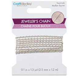Craft Medley Jeweler's Chain - Silver Twist, 0.1" x 1.3 yd front of packaging