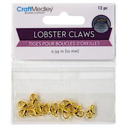 Craft Medley Lobster Claw Clasps - Gold, 10 mm, Pkg of 12 front of packaging