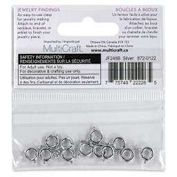 Craft Medley Spring Ring Clasps - Silver, 7 mm, Pkg of 12 back of packaging