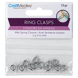 Craft Medley Spring Ring Clasps - Silver, 7 mm, Pkg of 12 front of packaging