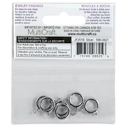 Craft Medley Spring Ring Clasps - Silver, 12 mm, Pkg of 6 back of packaging