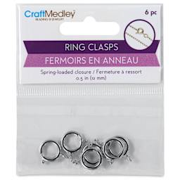 Craft Medley Spring Ring Clasps - Silver, 12 mm, Pkg of 6 front of packaging