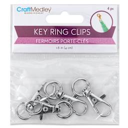 Craft Medley Key Ring Clips - Silver, 1.63", Pkg of 5 front of packaging