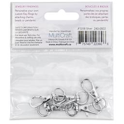 Craft Medley Key Ring Clips - Silver, 1.25", Pkg of 5 back of packaging