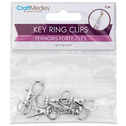 Craft Medley Key Ring Clips - Silver, 1.25", Pkg of 5 front of packaging