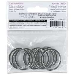 Craft Medley Split Key Rings - Silver, 1-1/4", Pkg of 8 back of packaging