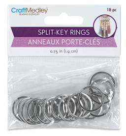 Craft Medley Split Key Rings - Silver, 3/4", Pkg of 18 front of packaging