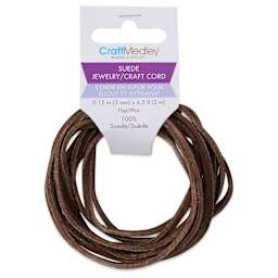 Craft Medley Suede Jewelry Craft Cord - Dark Brown, 0.12" x 6.5 ft front of packaging