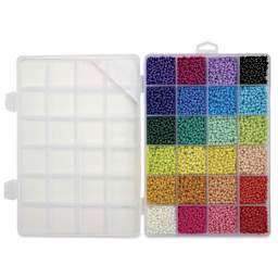 John Bead Color Mix Seed Bead Box - Vivid Rainbow, Set of 24, lid open