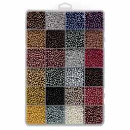 John Bead Color Mix Seed Bead Box - Rustic Cobblestones, Set of 24, lid removed