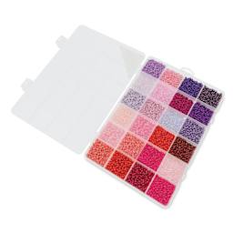 John Bead Color Mix Seed Bead Box - Royal Blush, Set of 24 with open lid