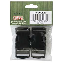 Pepperell Plastic Paracord Buckles - Pkg of 2, Black, 25 mm - back of packaging