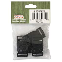 Pepperell Plastic Paracord Buckles - Pkg of 4, Black, 20 mm - back of packaging