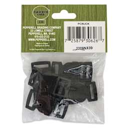 Pepperell Plastic Paracord Buckles - Pkg of 5, Black, 15 mm - back of packaging