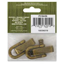 Pepperell Shackle Buckles - Pkg of 2, Antique Brass, 40 mm - back of packaging