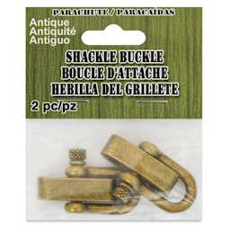 Pepperell Shackle Buckles - Pkg of 2, Antique Brass, 40 mm - front of packaging