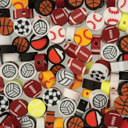 John Bead Craft Beads Clay Shapes - Sports Mix - close-up