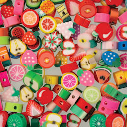 John Bead Craft Beads Clay Shapes - Fruit Mix - close-up
