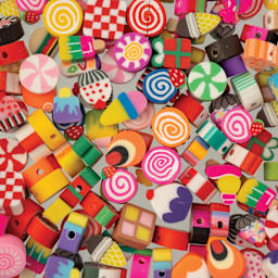 John Bead Craft Beads Clay Shapes - Candy Mix, Pkg of 120 - close-up