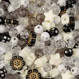 John Bead Craft Beads Star Mix - Black and White, 70 g