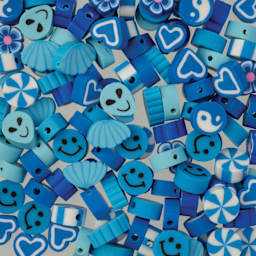 John Bead Craft Beads Clay Shapes - Blue Mix - close-up