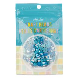 John Bead Craft Beads Clay Shapes - Blue Mix, Pkg of 120 - front of packaging