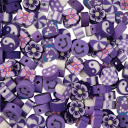 John Bead Craft Beads Clay Shapes - Purple Mix - close-up
