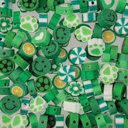 John Bead Craft Beads Clay Shapes - Green Mix, Pkg of 120