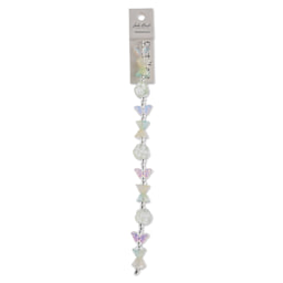 John Bead Crystal Lane DIY Glass Garden Bead Single Strand - Butterflies, Roses, and Tulips, Green Pastels - front of packaging